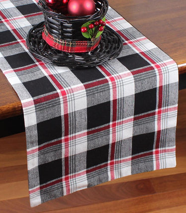 Winter Plaid Black, Red, Cream Table Runner TR044019 - The Fox Decor